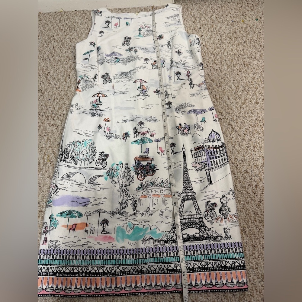 Chetta B White Parisian Scene Dress size 10 - Picture 4 of 7